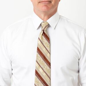 Sparks John Sparks Beige Ivory Chestnut Diagonal Stripe Jacquard Print Tie